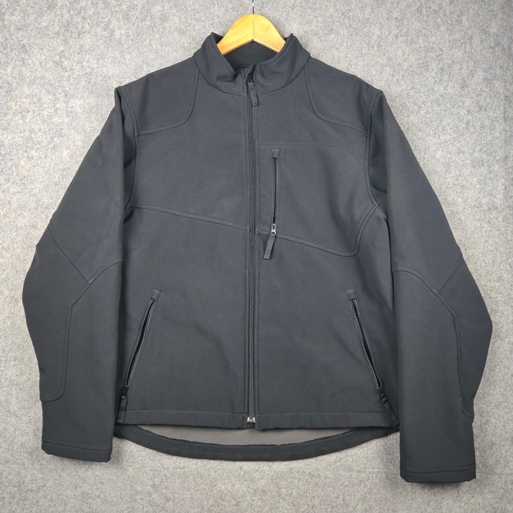 Duluth Trading Co Softshell Jacket Mens L Black Full Zip Lined Outdoors Gorpcore